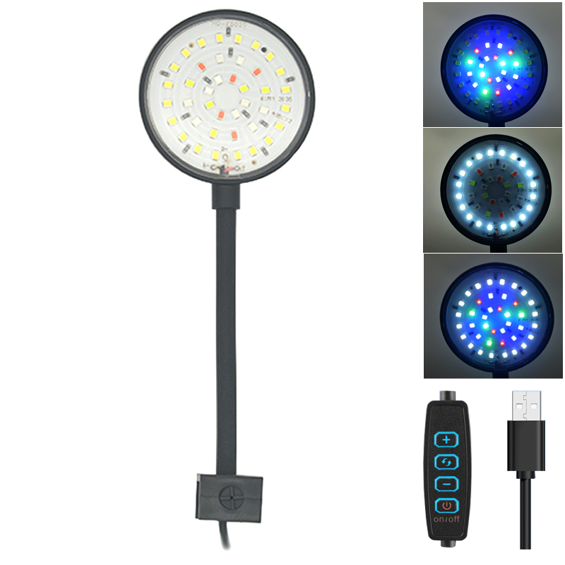 Aquarium Plant Grow Light - USB 水族館 LED ランプ水槽ライト装飾水生植物複数のモード調光可能な明度フルスペクトルミニクリップライト 5V