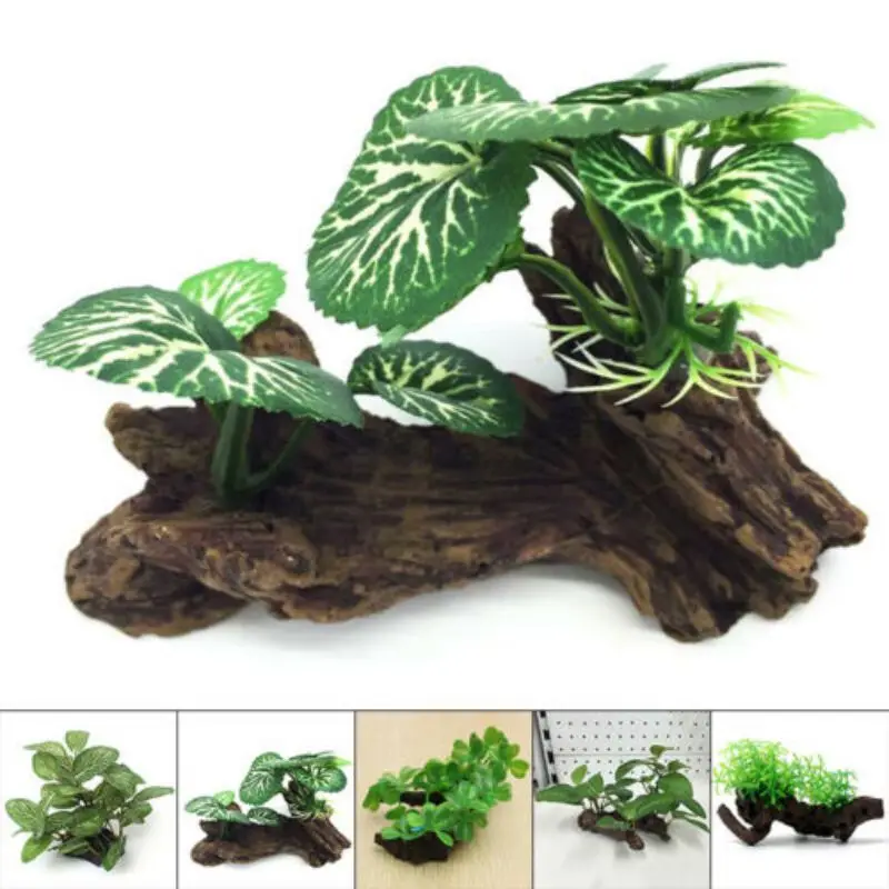 Planted Aquarium Making - プラスチック人工亀の木の幹流木水族館の水槽爬虫類シリンダー作る根植物木の装飾飾り