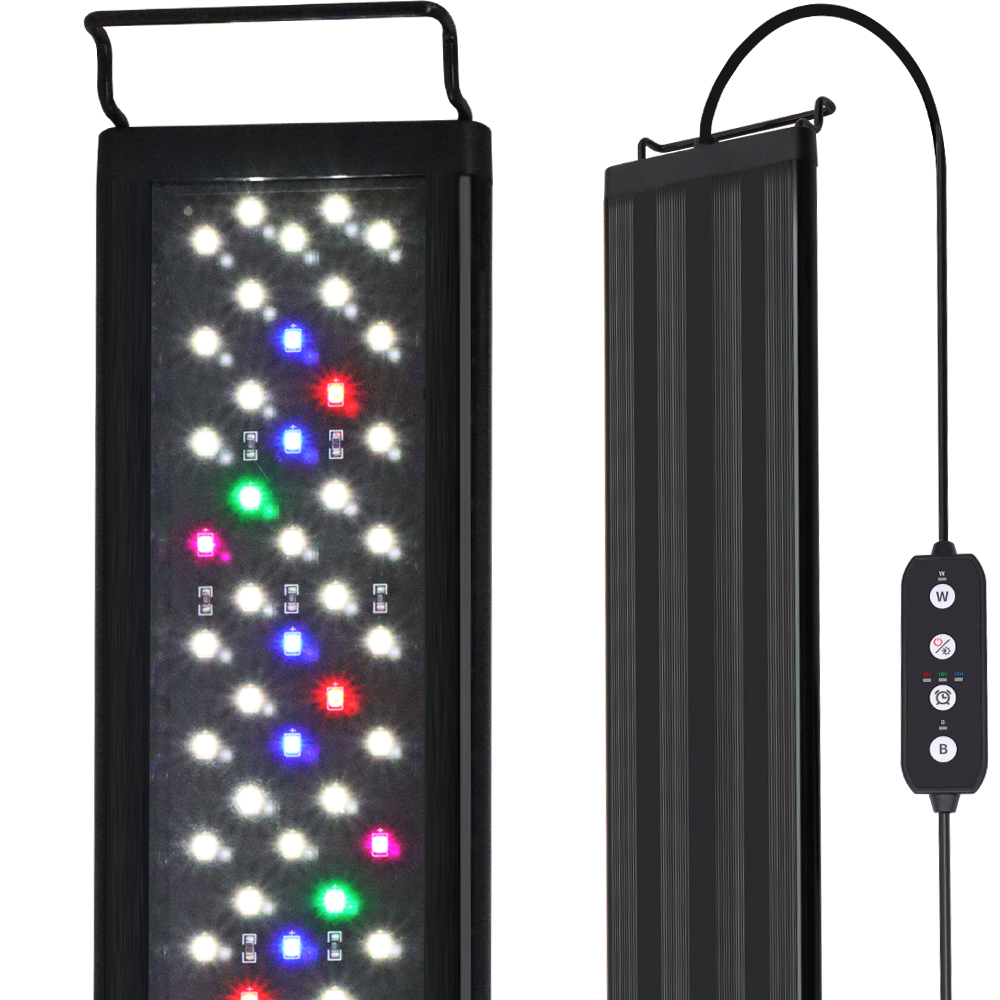 Aquarium Plant Growth Light - 12-30インチ水槽用フルスペクトルLEDライト、タイマーとメモリ機能付き、水草育成ライト100-240V