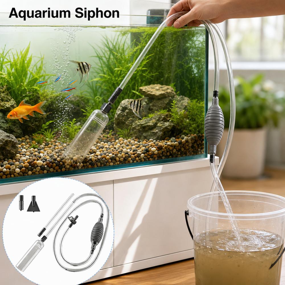 Planted Aquarium Cleaning - 手動式水槽サイフォン魚タンク水交換キット砂利クリーナー砂洗浄ポンプ魚糞吸引パイプメンテナンスツール