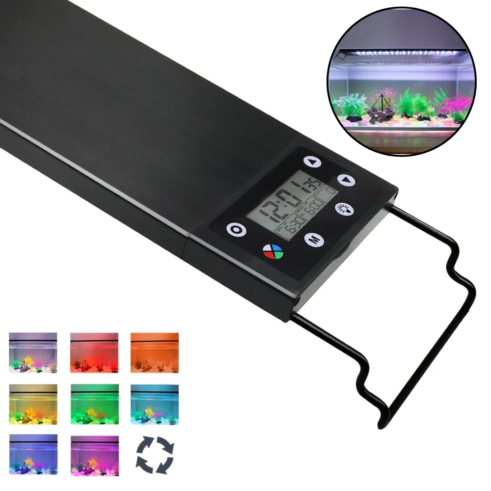 Aquarium Plant Grow Light - 防水68-ip68 LED水族館ライト,植物成長ランプ付きのフルスペクトル水槽照明,24/7および100v-240v,30-60cm