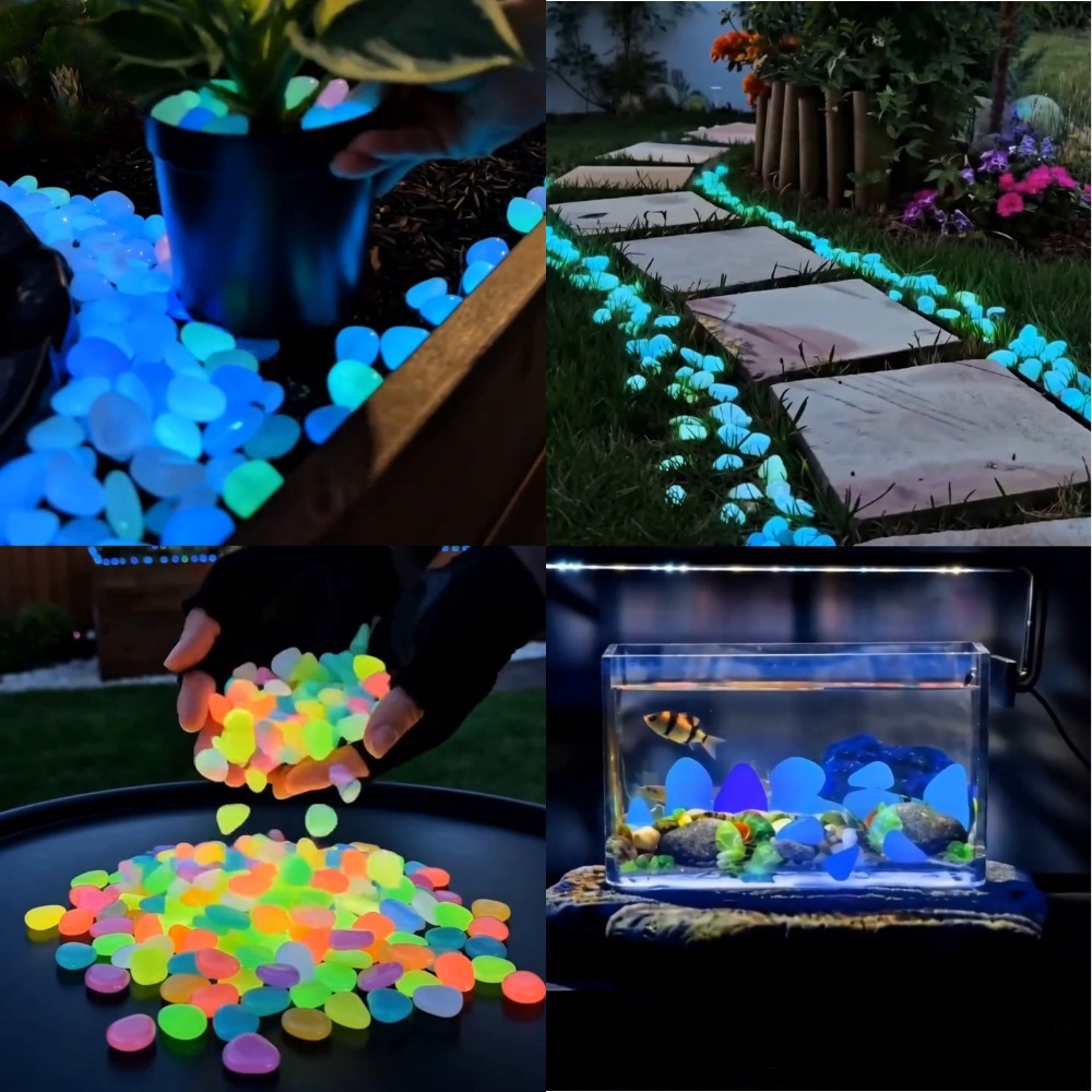 Aquarium For Planted Tank - カラフルな暗闇で光る発光石、庭石、屋外庭園通路、水槽、鉢植えの装飾用