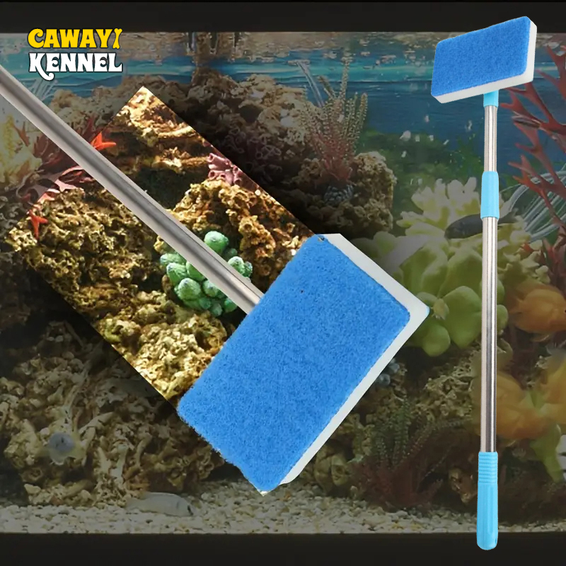 Planted Aquarium Cleaning - 55-95cm 伸縮ハンドル 180 ° 調整クリーナースクラバー水族館の水槽ガラス窓藻類両面スポンジクリーニングブラシ