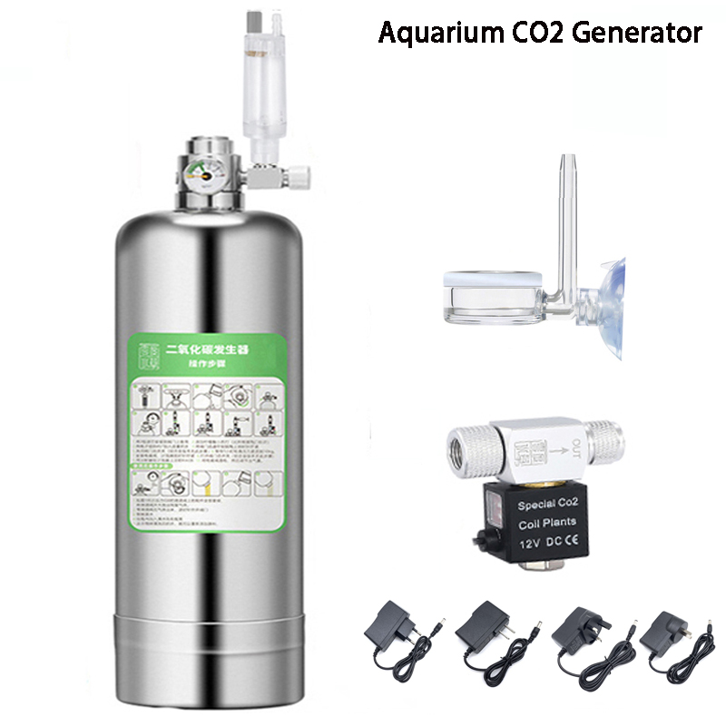 Planted Aquarium Kit - 水族館CO2ジェネレーターシステムキット、ステンレス鋼シリンダー、二酸化炭素反応器、魚植物