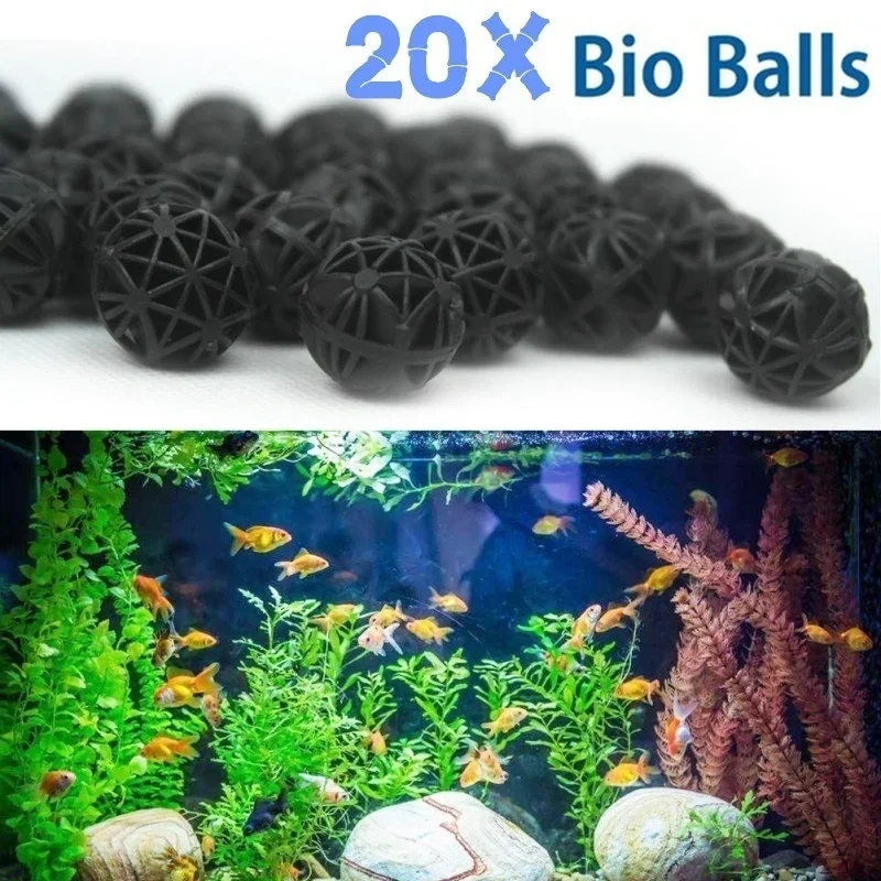 Planted Aquarium Cleaning - 20 個 16 ミリメートル水族館フィルターバイオボールポータブルウェットドライコットンエアポンプ用クリーン水槽フィルターメディアマリンサム
