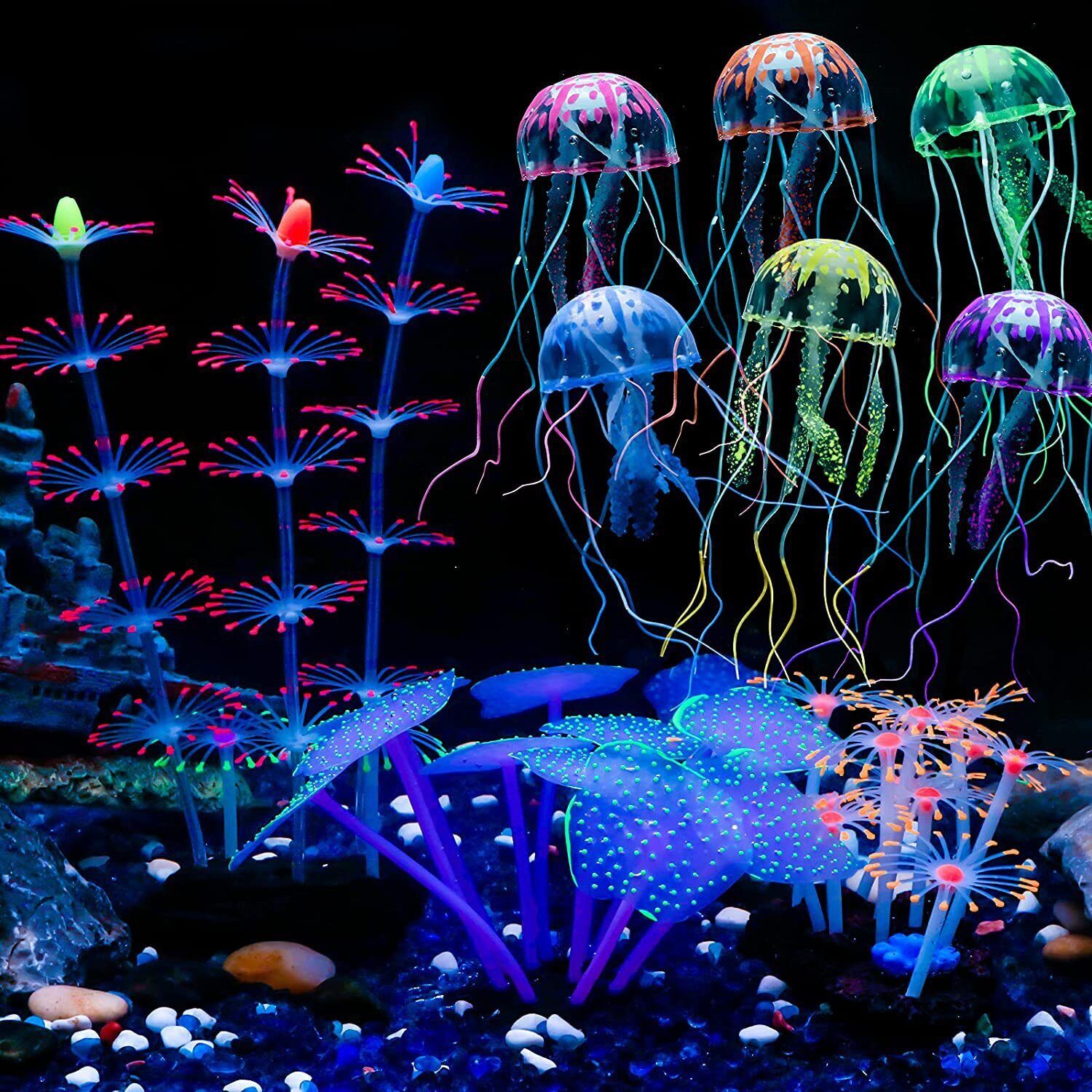 シリコン製光る景観人工魚タンク水槽蛍光サンゴひまわり海葵植物 - Aquarium Planted Substrate のレビューと価格
