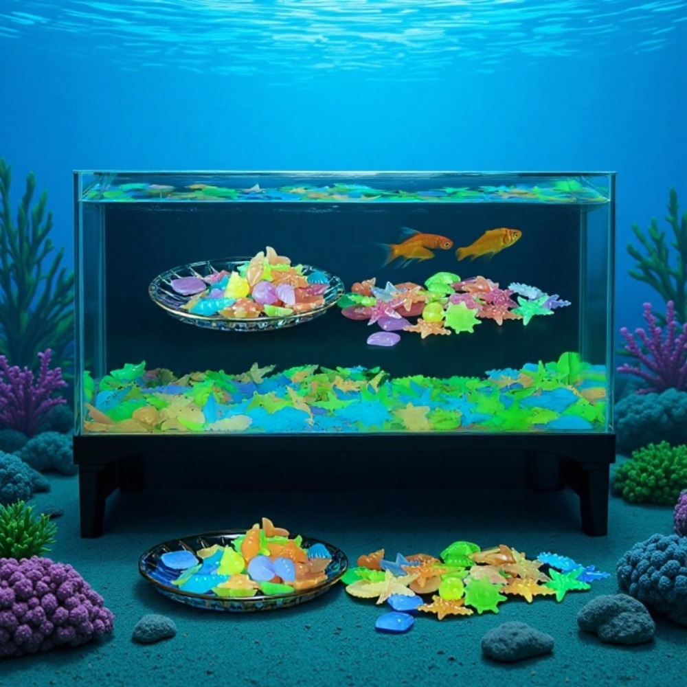 光る発光海洋石、蛍光貝殻、カラフルなヒトデ、水槽の景観装飾用 - Aquarium Plant Grow Light のレビューと価格