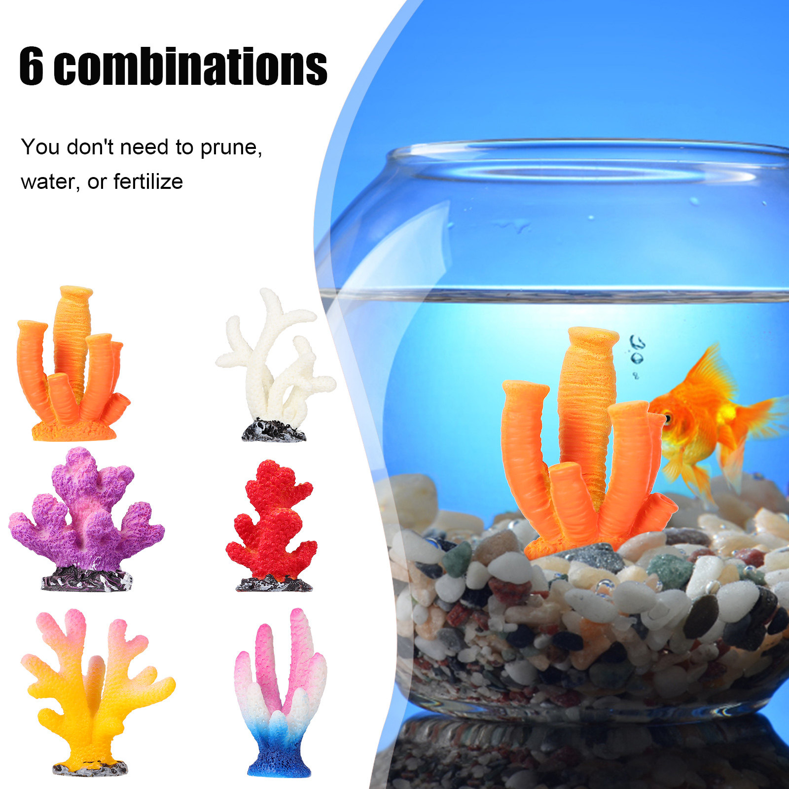 6個入り水槽用サンゴ装飾、人工水槽植物、安全無毒、魚に優しい - Non Planted Aquarium Fish のレビューと価格