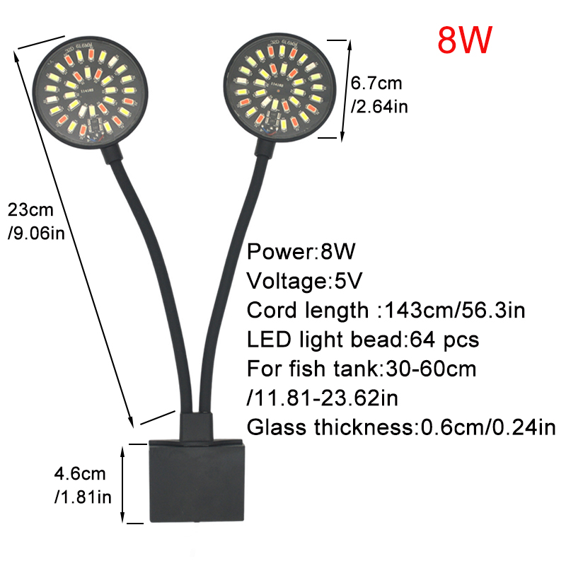 USB 水族館 LED ライト水槽クリップランプフルスペクト - Aquarium Plant Grow Light のレビューと価格