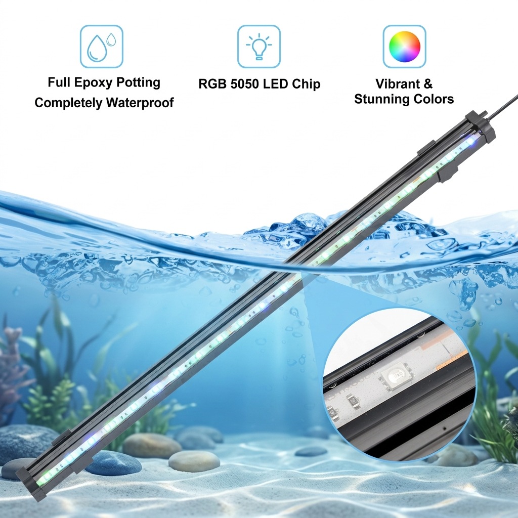 USB LED水槽エアバブルライト自動RGB変色魚タンクエア - Aquarium Plant Grow Light のレビューと価格