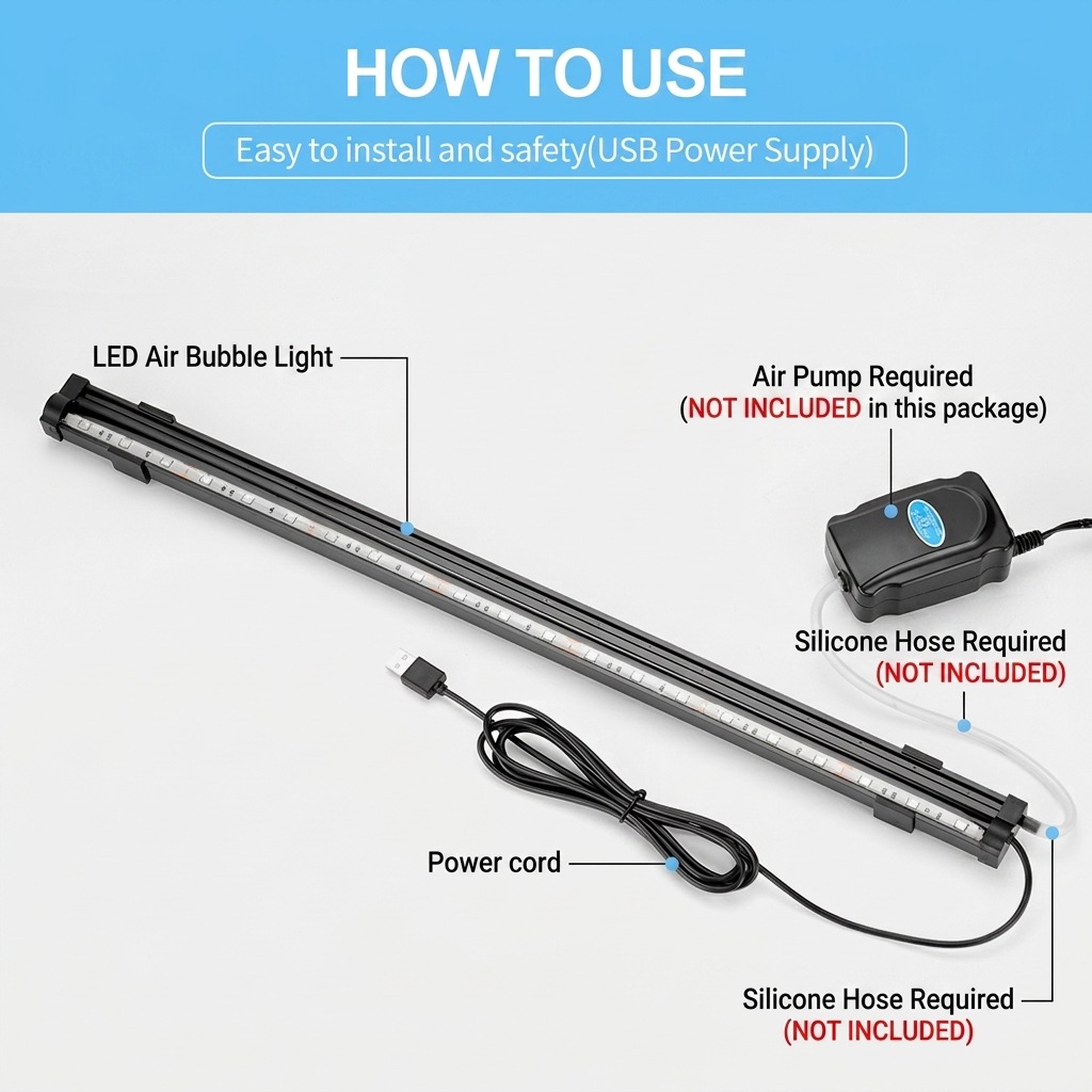 USB LED水槽エアバブルライト自動RGB変色魚タンクエア - Aquarium Plant Grow Light のレビューと価格